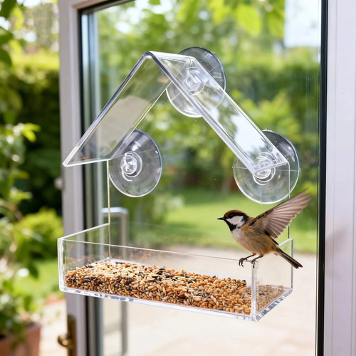 Glass window bird feeder - window,