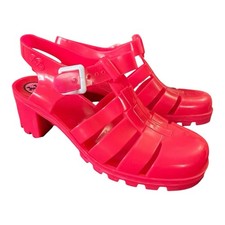 Juju Hot Pink Jelly Shoes U.K. 7 Good Used Condition Read Desc Kawaii Made In UK