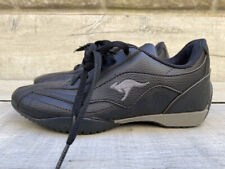 KangaROOS Italy Black Grained Leather Trainers Casual Lace up Fashion Size 5 38