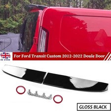 FOR FORD TRANSIT CUSTOM 2012-2022 GLOSS BLACK REAR TWIN BARN DOOR ROOF SPOILER