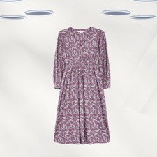 Ex White Stuff Women's Long Sleeve Rae Dress In Pink Bird