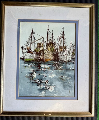 Original painting boats in - original,