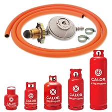 GAS BOTTLE REGULATOR POL HAND TIGHTEN 2m ORANGE HOSE CALOR LPG PROPANE CYLINDER