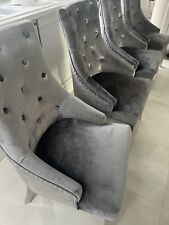 4 grey velvet dining chairs
