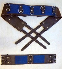 Multi Ring Multi Training Leather Surcingle with webbing & Elastic By HDR BROWN