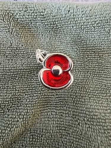 Red poppy with silver tone - red,