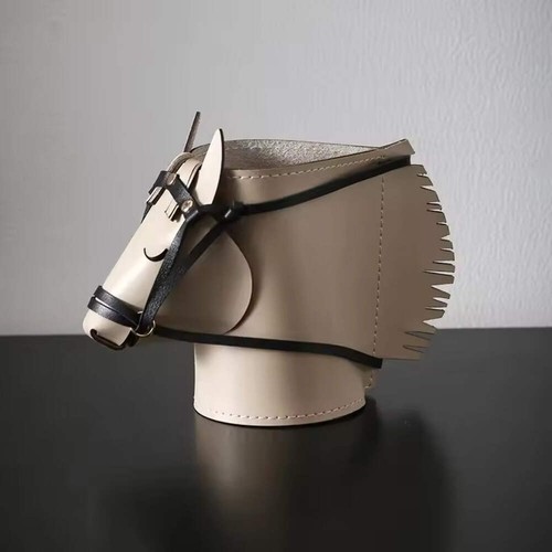 Leather horse head storage - leather,
