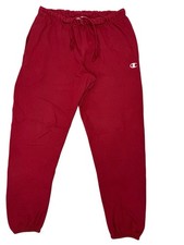 Champion Retro Reverse Weave Red Cotton Blend Jogger Tracksuit Bottoms Medium