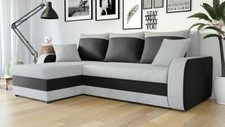 Corner Sofa Bed KRIS LUX Faux Leather Fabric Storage Universal Corner Side New