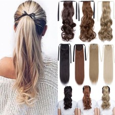 UK Drawstring Ponytail Piece Clip in on Pony Tail Hair Extensions Human Made HNG