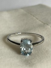 Genuine Natural 1.55 ct Blue Topaz 925 Sterling Silver Ring Size L