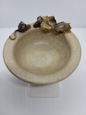 Studio Art Pottery Bowl w/3D Mice and Leaf Decoration on Rim VGC