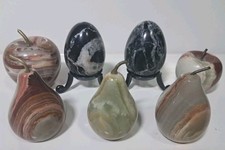 Set of Seven Mini Onyx and marble eggs, Pears And Apples