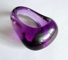 Baccarat crystal galet ring in deep purple