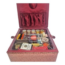 Sewing Box Contents Bundle Cotton Buttons Pins Needles Elastic Joblot 10"×7"