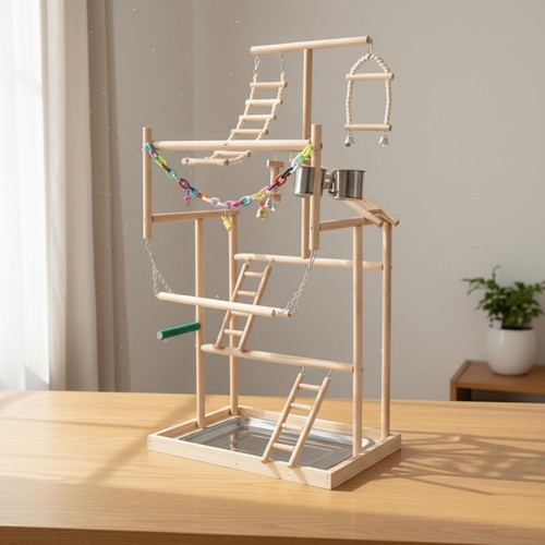 Parrot play gym climbing - gym,