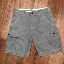 Mens Mantaray Blue White Pin Striped Combat Cargo Shorts Size W 34 VGC