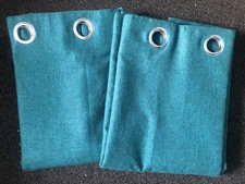 DUNELM DARK  TEAL Eyelet Lined Rustic wool Style Curtains 168 x1 82 CM  (66X72")