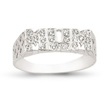 9CT GOLD MUM RING SOLID CUBIC