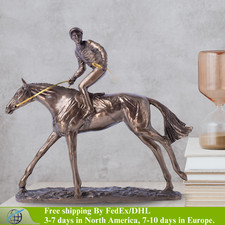 Jockey and Horse Resin Sculpture Classic Horse Racing Statue Home Art Decor Gift