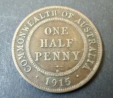 1915 Half Penny Australian PreDecimal Coin Ungraded (Lot 1646)