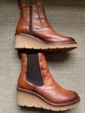 Moda In Pelle - Audyn- Leather Wedge Ankle Boots, TAN, Size 6