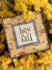 Fall Hey Fall Leaves Mini Print With Galvanized Frame