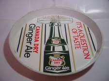 VINTAGE RARE-CANADA DRY GINGER ALE Advertising enamel Pub Tray-used cond-NO-2