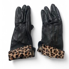 Hobbs leather leopard gloves Leather outside with leopard print trim Size S/M