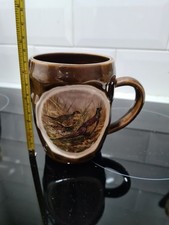 Vintage Ceramic Dimpled Beer Glass with Pheasant Design Unable to decifer maker
