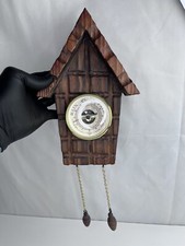 Vintage Wooden Garden Barometer Lovely Hand carved Decoration House Shape “READ”