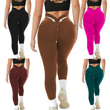Women V Back Yoga Pants Push Up Tik Tok Leggings Bum Butt Lift Fitness Sport Gym