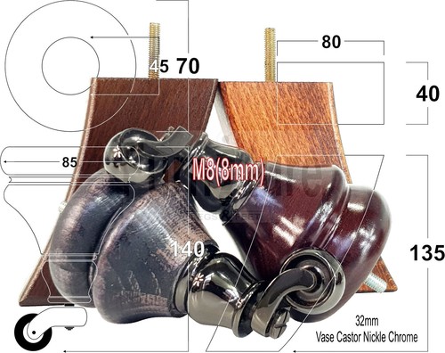 Castor legs 2x curved - castor,