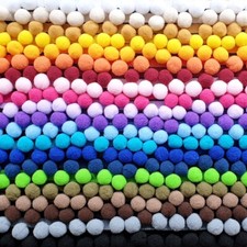 POM POM Trim Quality Pompoms 10mm Bobbles 18mm Total Width Tape Various Colours