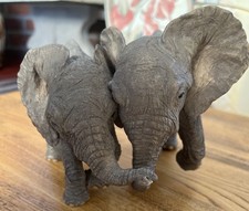 Figurine, Tuskers Elephants Matthew & Luke, Hand-Painted, Vintage, British