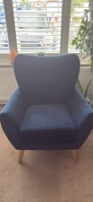 Next Navy Blue Velvet Armchair