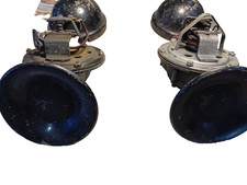 2 Vintage  original  black Lucas two tone horns one working and one needs refurb