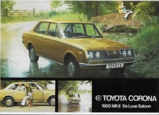 1971 Toyota Corona 1900 Mk. II De Luxe saloon car leaflet (RT62 generation)