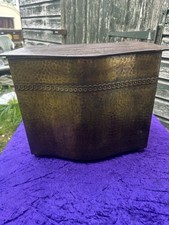 Vintage Arts & Crafts Fireside Box Coal Bin With Liner Hammered Finish