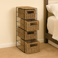 4 Drawer Slim Bathroom Storage Unit - Natural - Storage Boxes Shelves