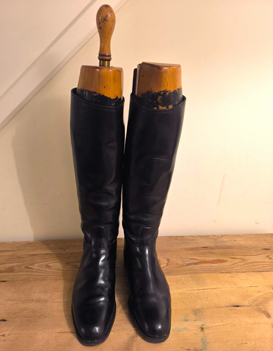 Black leather knee high - black, knee-high