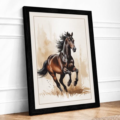 Horse motion modern - in, framed