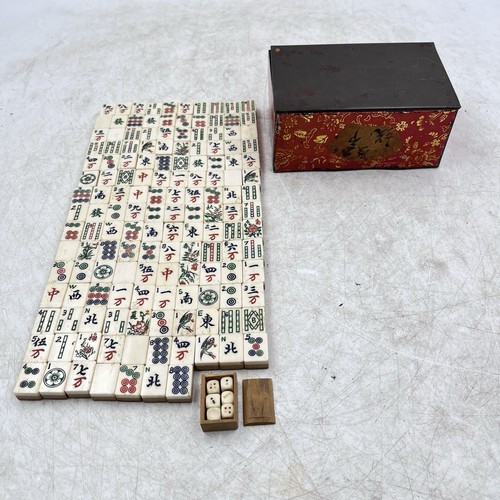 Antique mahjong set 147 - set,
