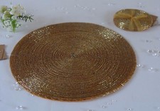 4 Round Glass Beaded Gold