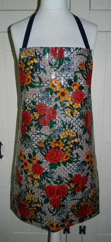 Vintage floral oilcloth cotton - vintage,