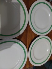 J & G Meakin sunshine green rim Dinner plate Set 9.75in X 4