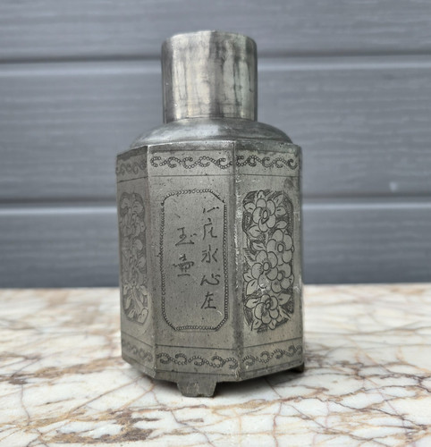 Chinese antique pewter tea - antique,