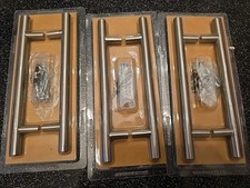 B&Q Brushed Nickel Effect Rod Handles - kitchen cupboard / drawer  X 6