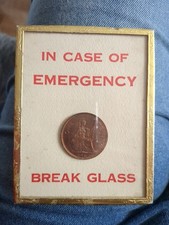 Old 1p Coin 1967 Hannah's Biijou Motors Evesham In Case Of Emergency Break Glass