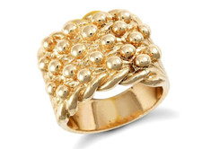 9ct yellow gold hand finished premium weight 4 row keeper ring with roped edges